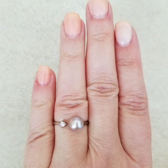 8mm Freshwater Lavender Pearl Open Design Ring - Picture 8 of 8